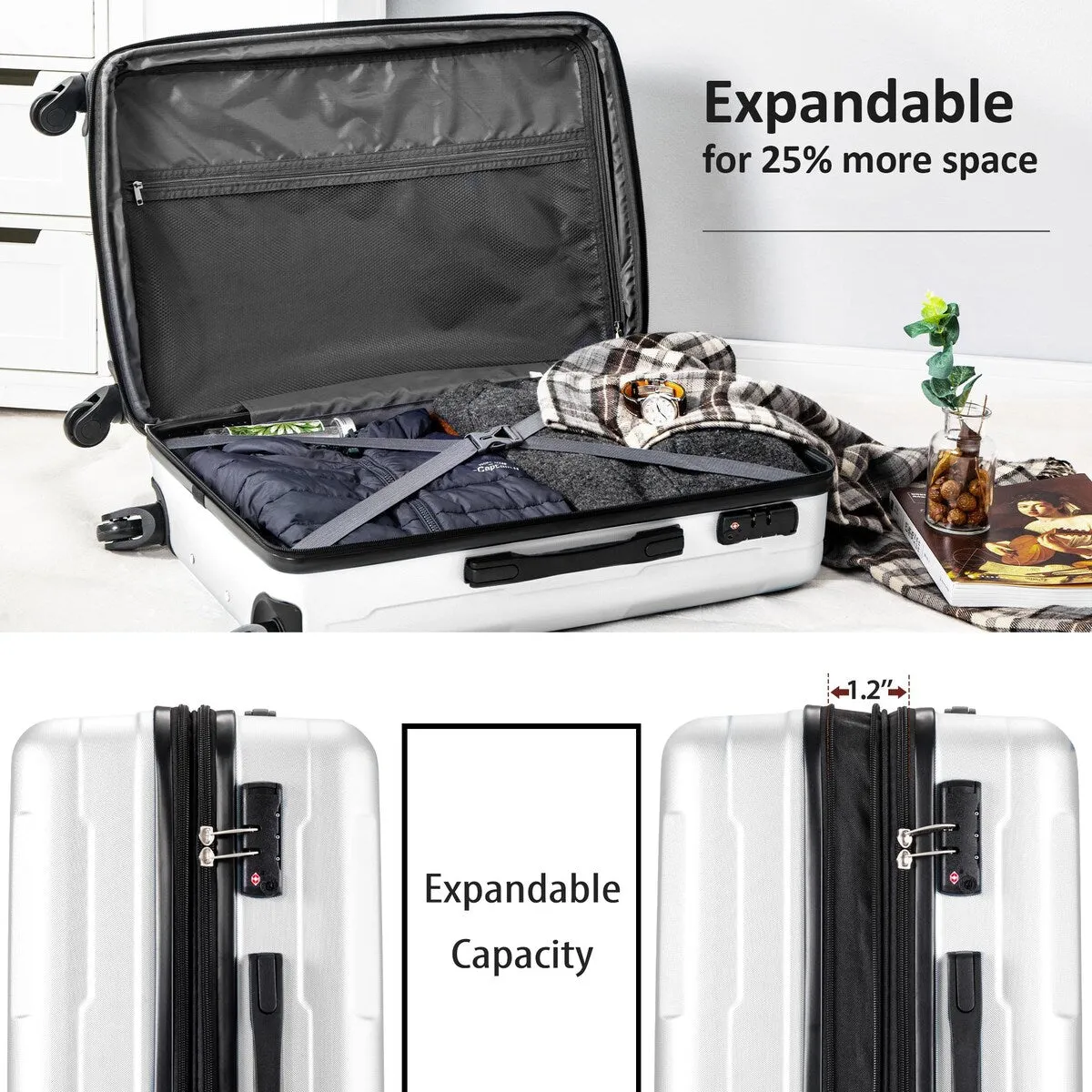 2pcs Durable Luggage Sets with Spinner Wheels and TSA Lock,20inch 28inch