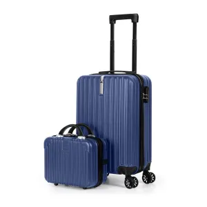 2PCS Luggage Two Piece Rolling Luggage Set Lightweight With Hook 20   14 Blue
