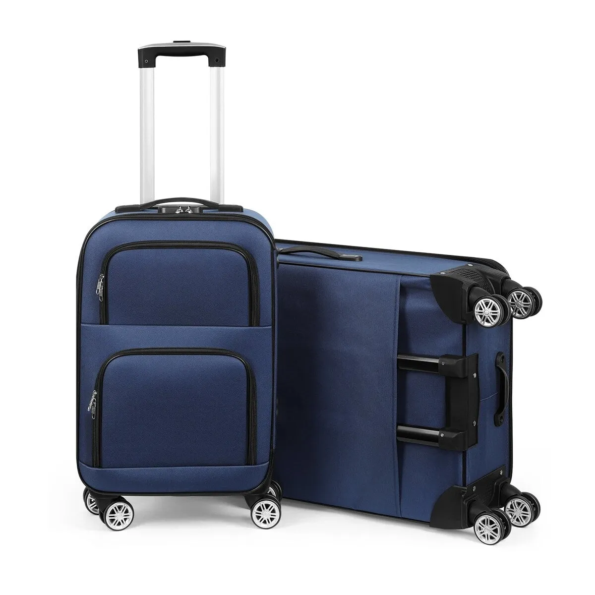 2PCS Soft-sided Fabric Luggage Roller Luggage Lightweight 20" 28" Blue