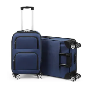 2PCS Soft-sided Fabric Luggage Roller Luggage Lightweight 20" 28" Blue