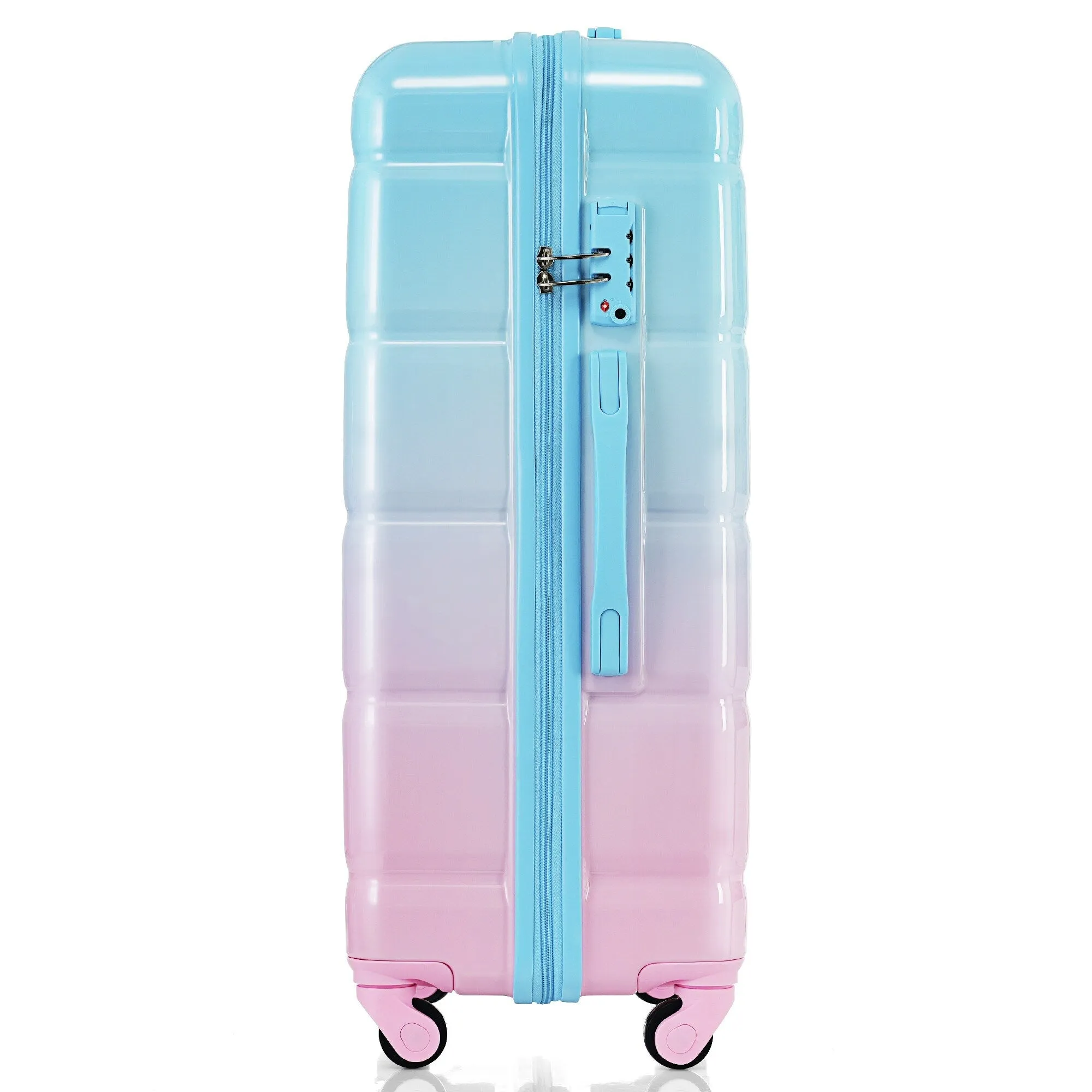 3 Piece Luggage Set with USB Port and Spinner Wheels, Hardsided Lightweight Suitcase with Mesh Pockets