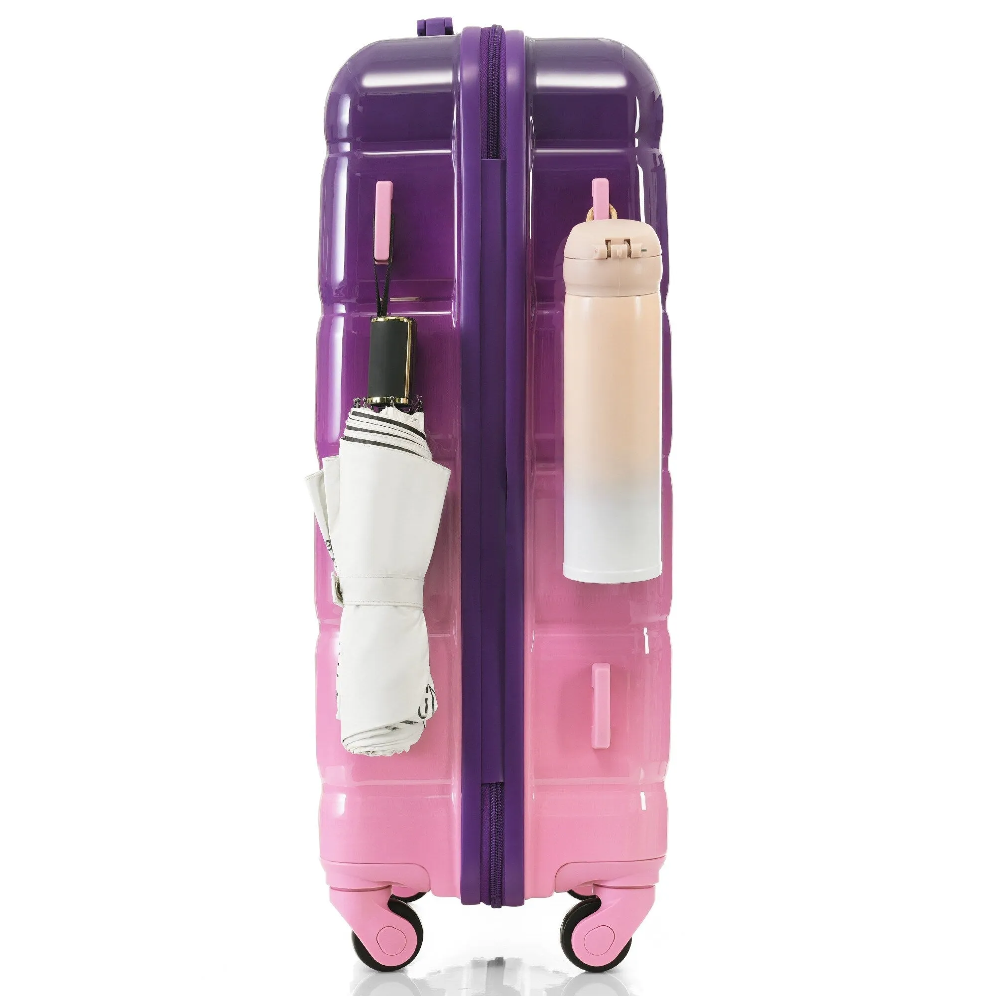 3 Piece Luggage Set with USB Port and Spinner Wheels, Hardsided Lightweight Suitcase with Mesh Pockets