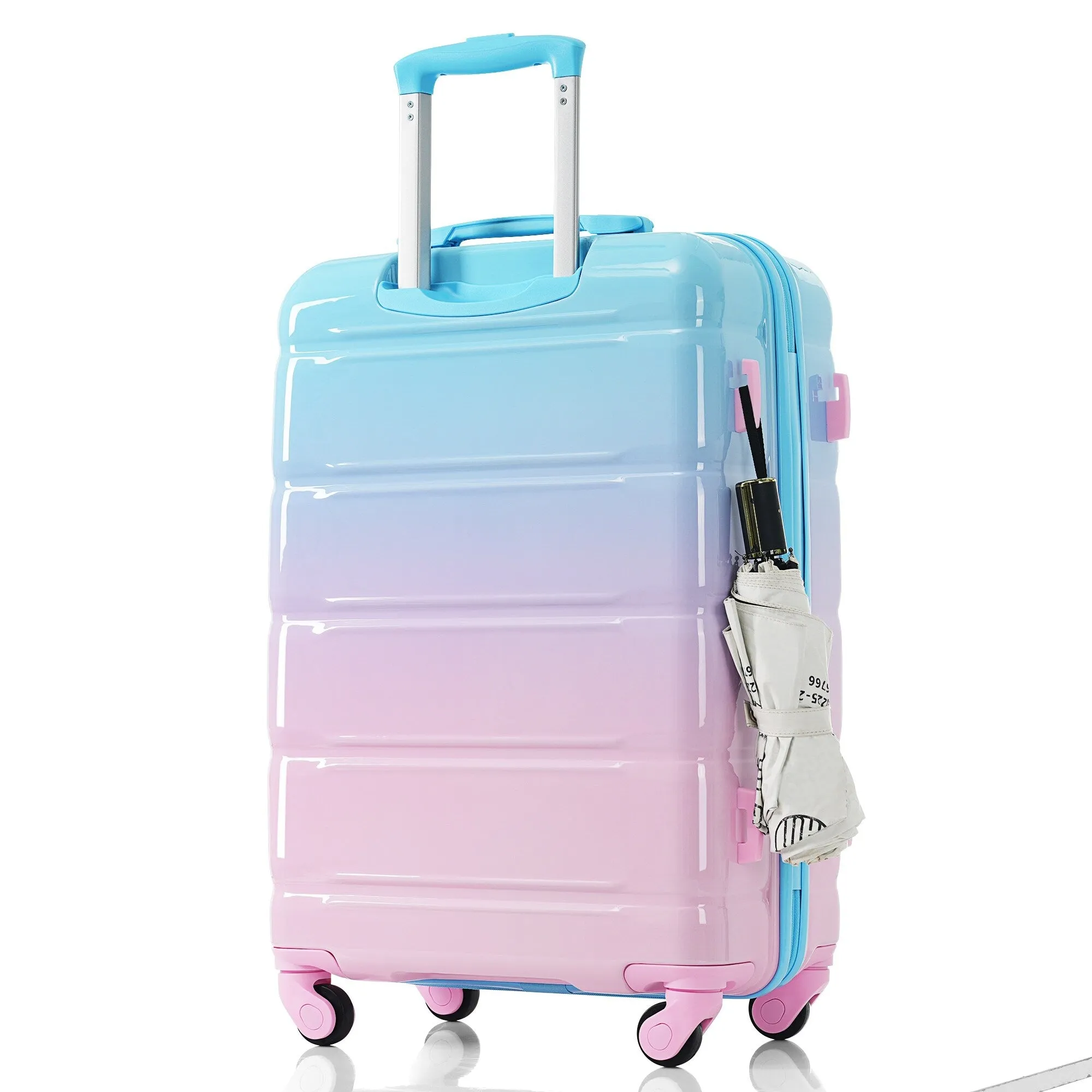 3 Piece Luggage Set with USB Port and Spinner Wheels, Hardsided Lightweight Suitcase with Mesh Pockets