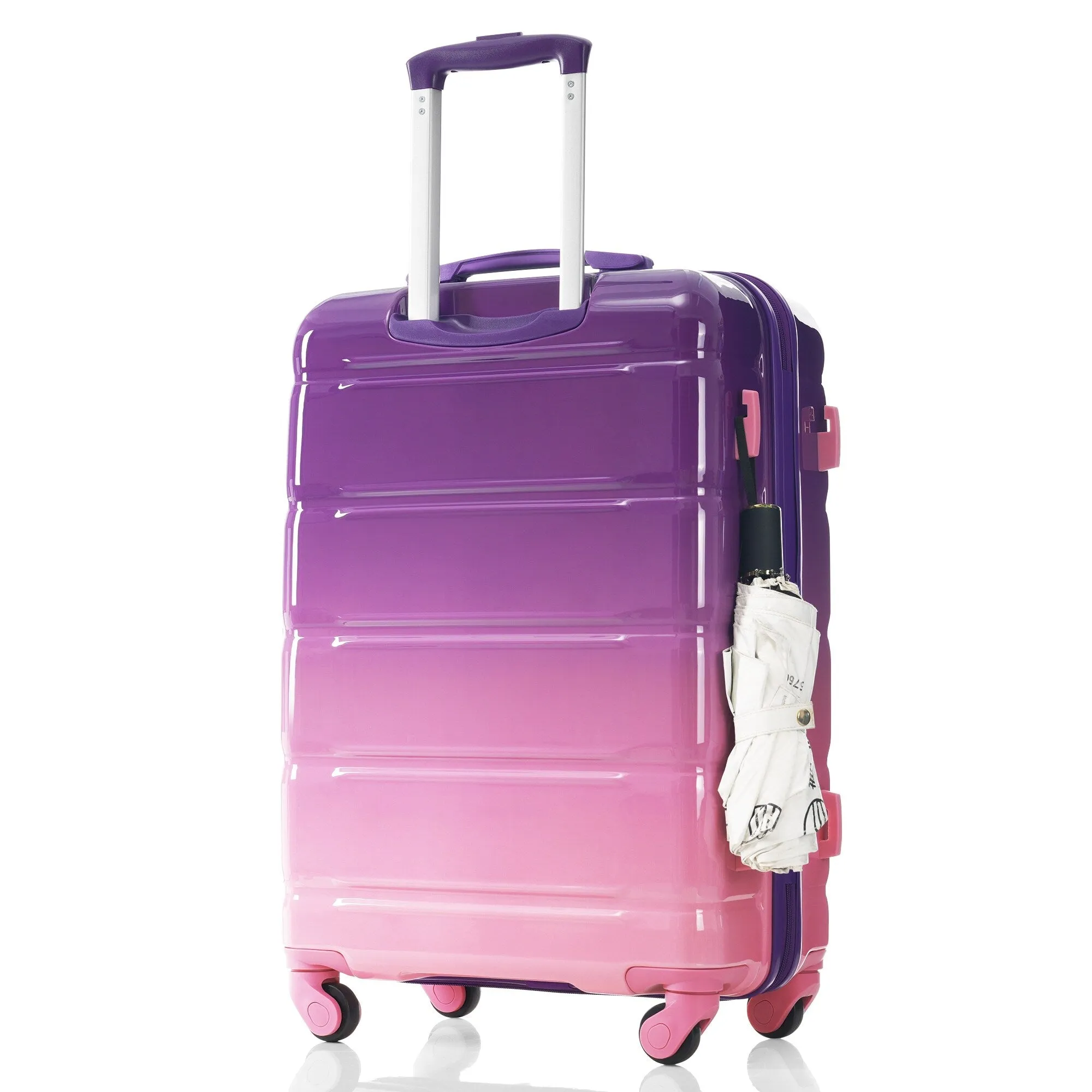 3 Piece Luggage Set with USB Port and Spinner Wheels, Hardsided Lightweight Suitcase with Mesh Pockets