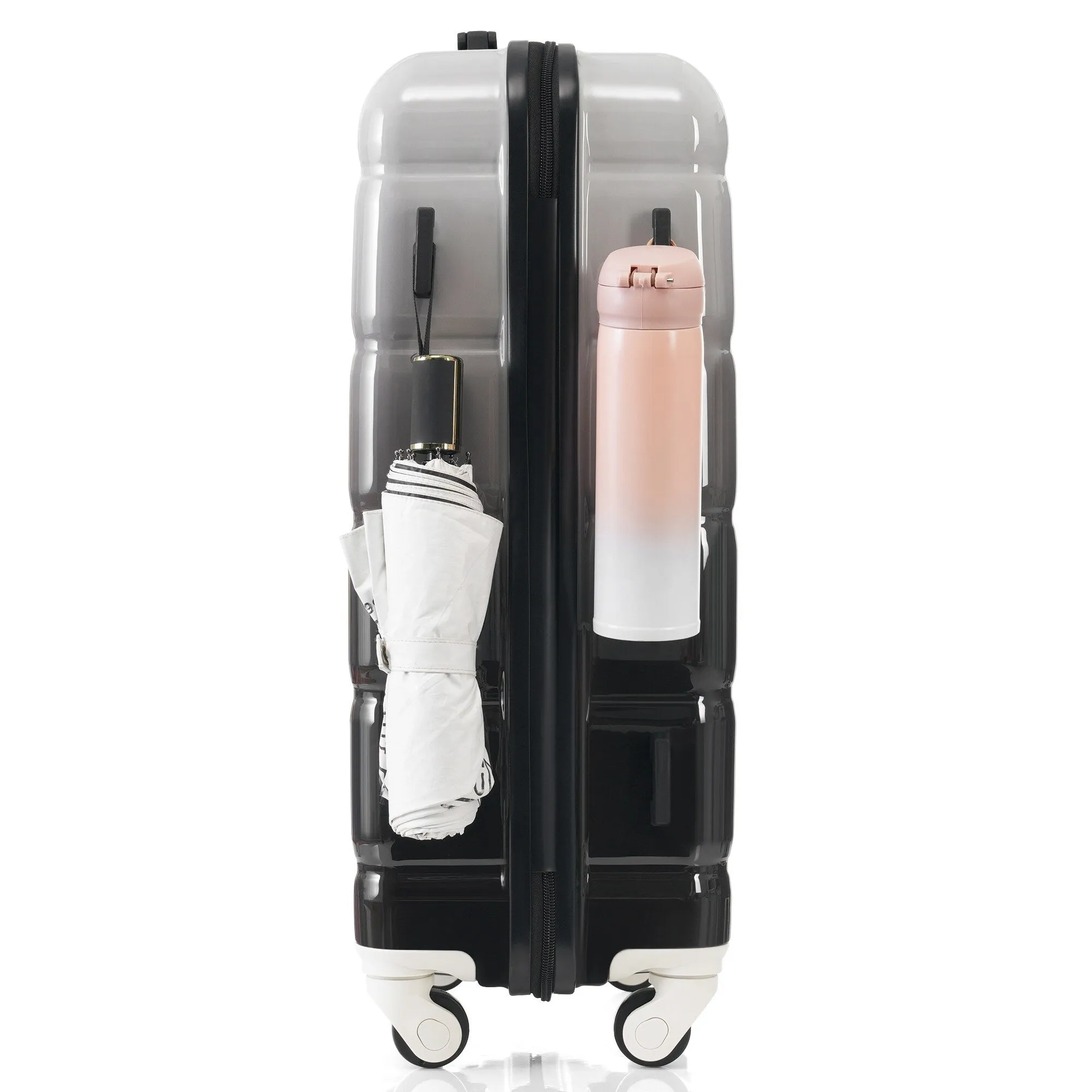 3 Piece Luggage Set with USB Port and Spinner Wheels, Hardsided Lightweight Suitcase with Mesh Pockets