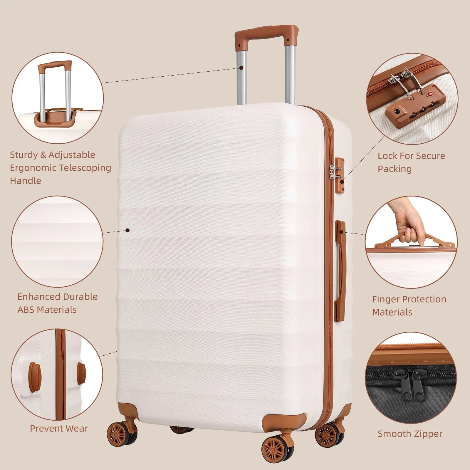 3 Piece Luggage Sets Hard Shell Suitcase Set with Spinner Wheels for Travel Trips Business 20inch 24inch 28inch
