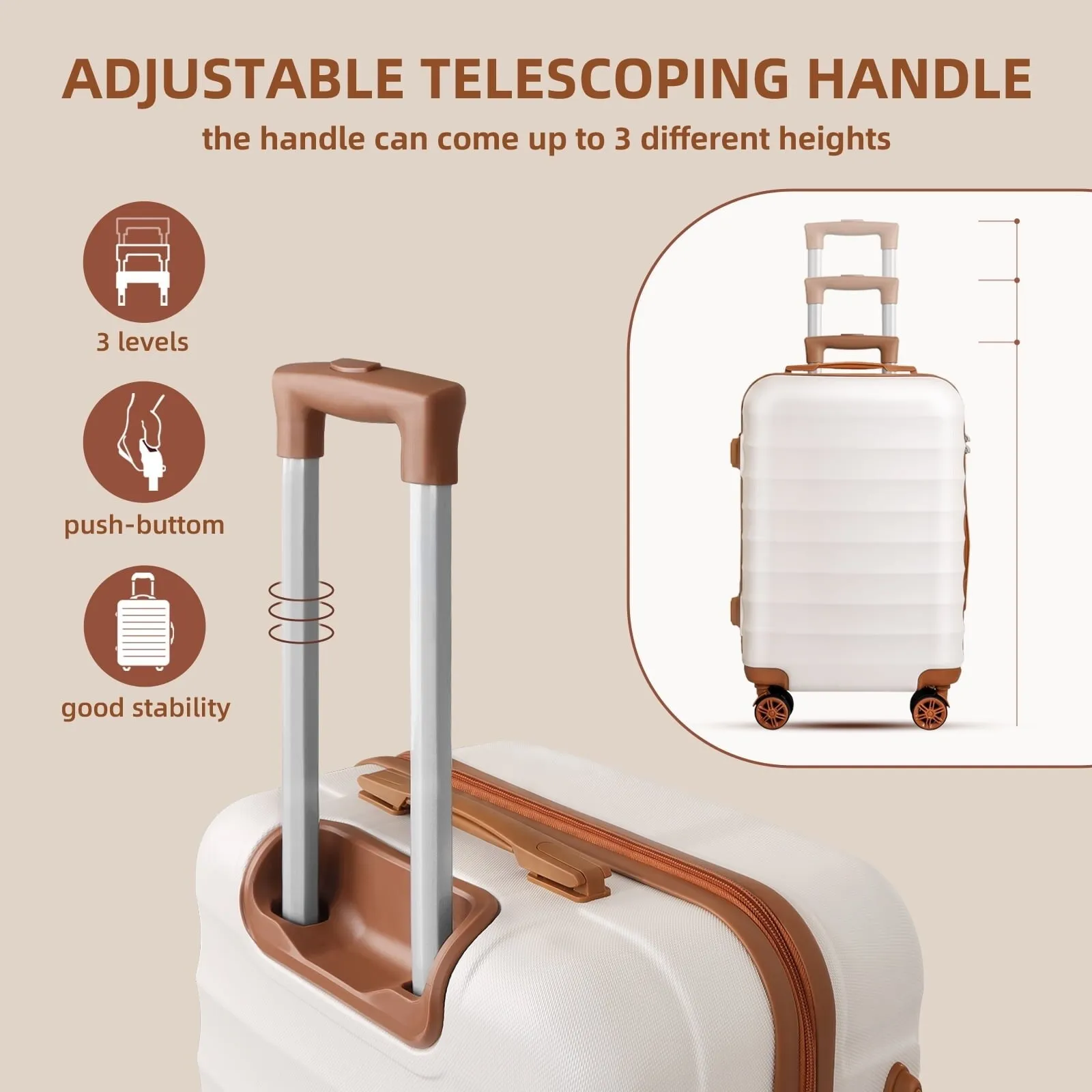 3 Piece Luggage Sets Hard Shell Suitcase Set with Spinner Wheels for Travel Trips Business 20inch 24inch 28inch