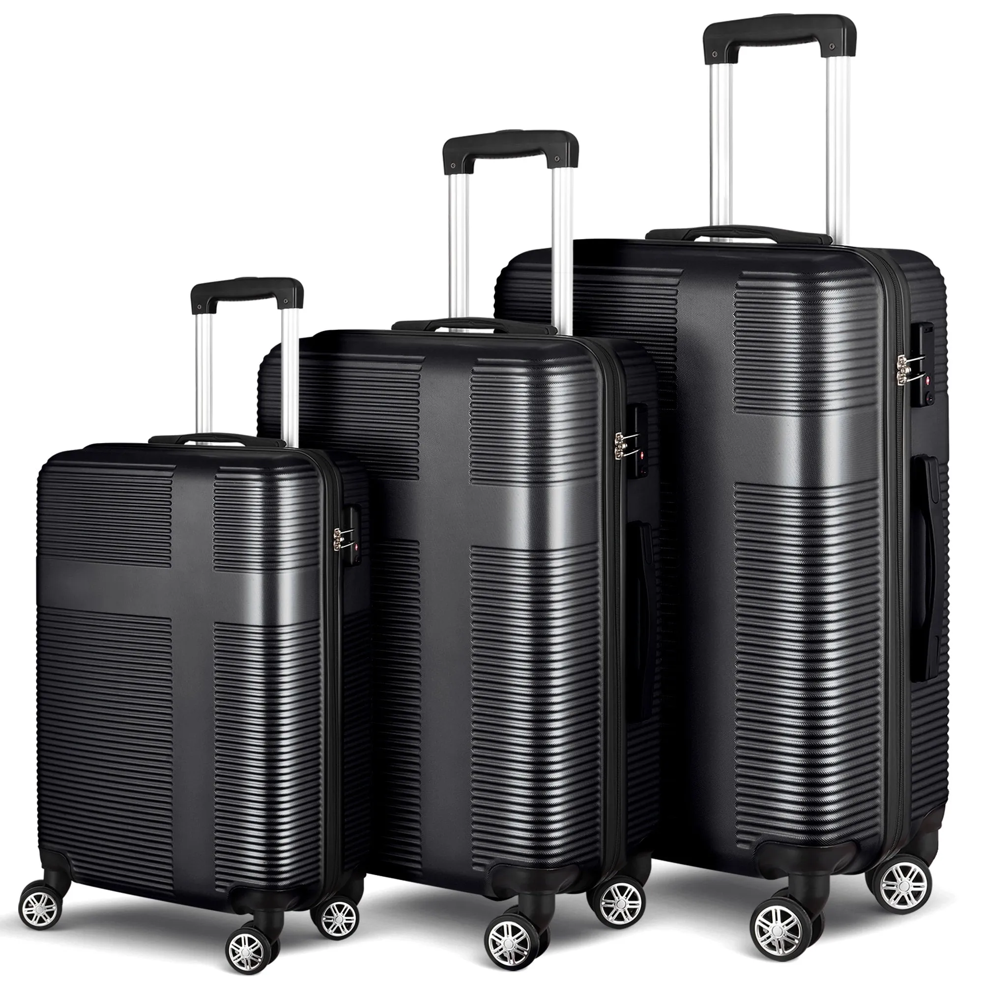 3 Piece Luggage with TSA Lock ABS, Durable Luggage Set, Lightweight Suitcase with Hooks, 20in/24in/28in