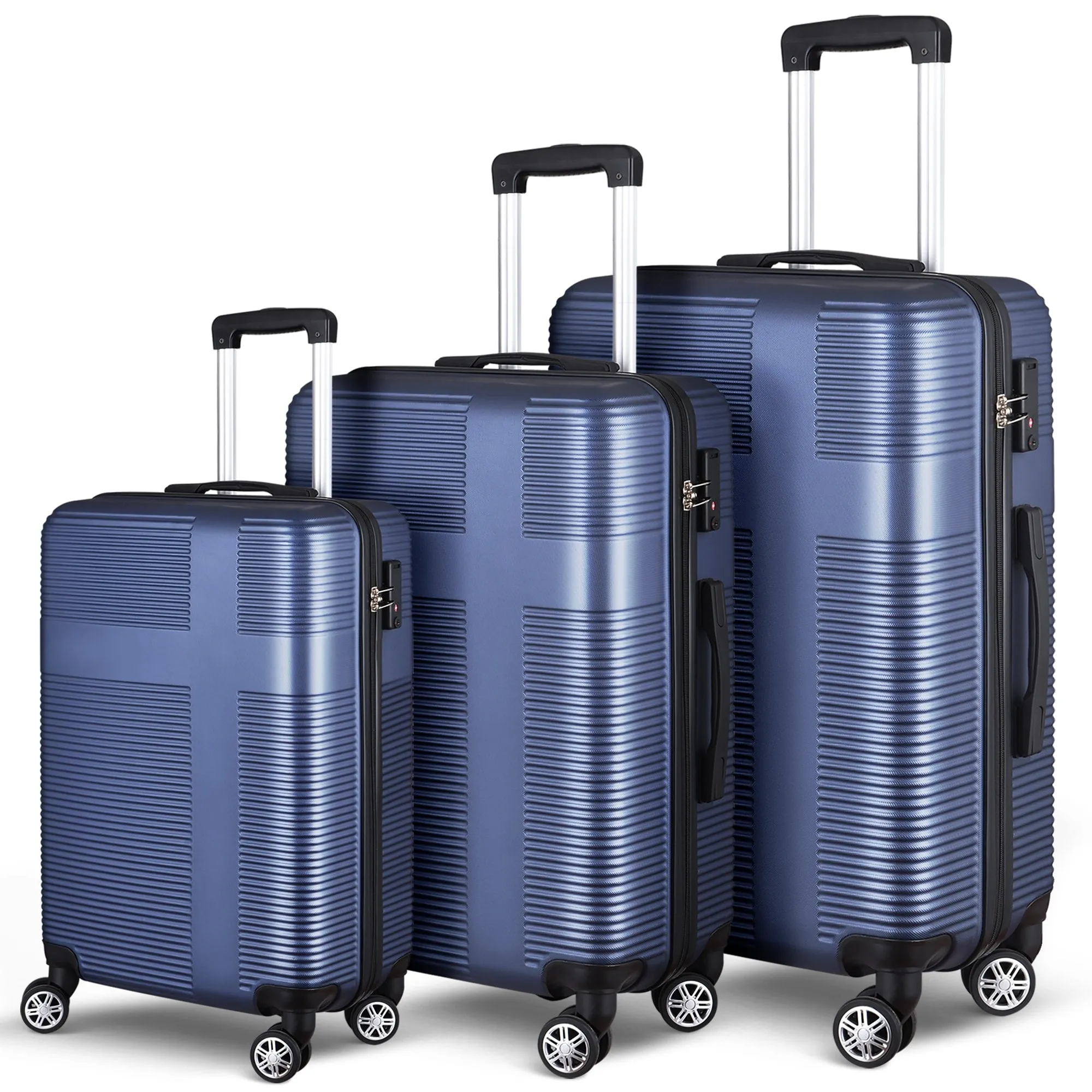 3 Piece Luggage with TSA Lock ABS, Durable Luggage Set, Lightweight Suitcase with Hooks, 20in/24in/28in