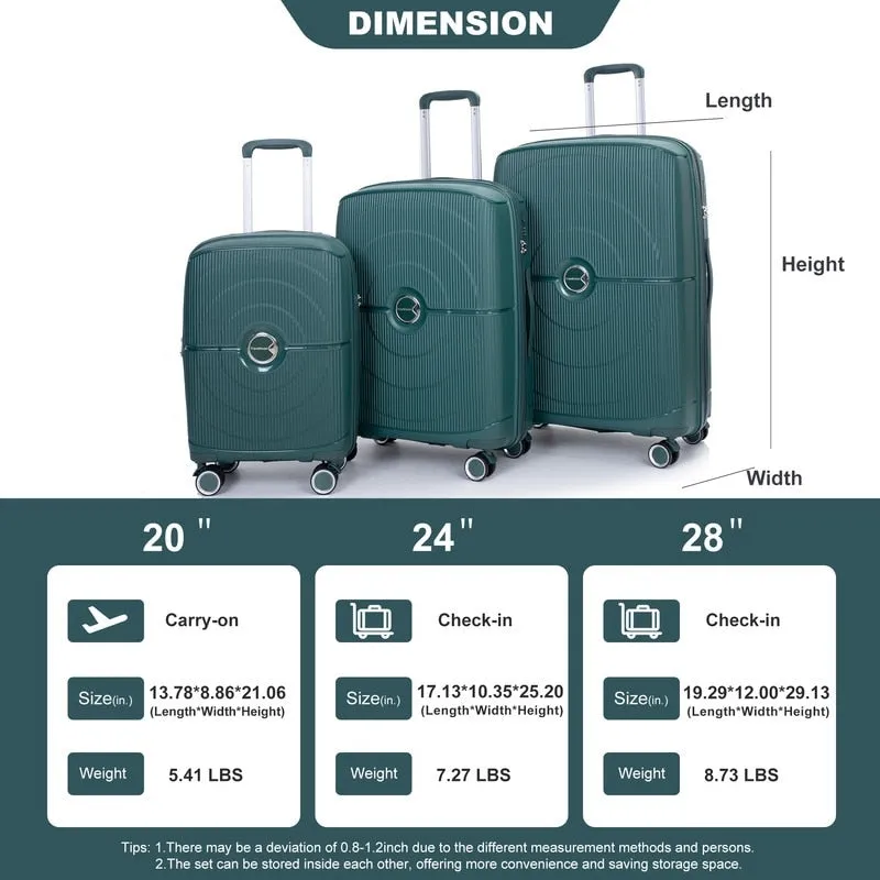 3-Piece Set Expandable Hardshell Luggage Sets Lightweight Durable Suitcase with TSA Lock
