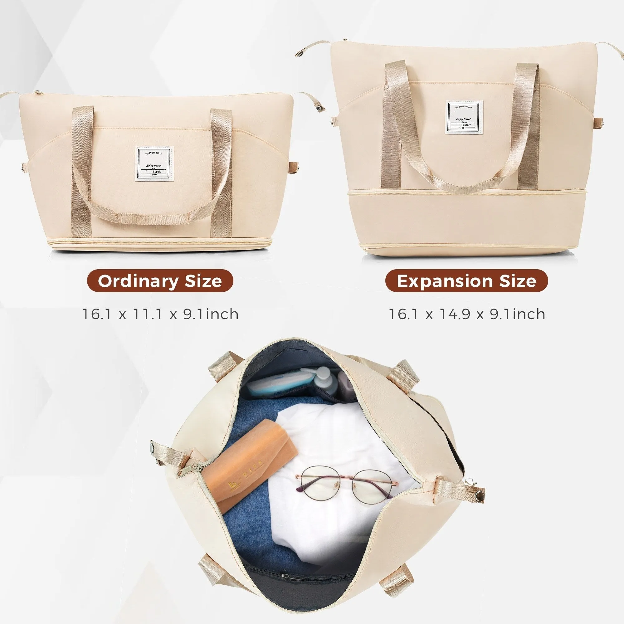 4 Piece Luggage Sets with Travel Bag and Cup Holder, 20-inch Expandable Suitcase with USB Port and 360-degree Wheels