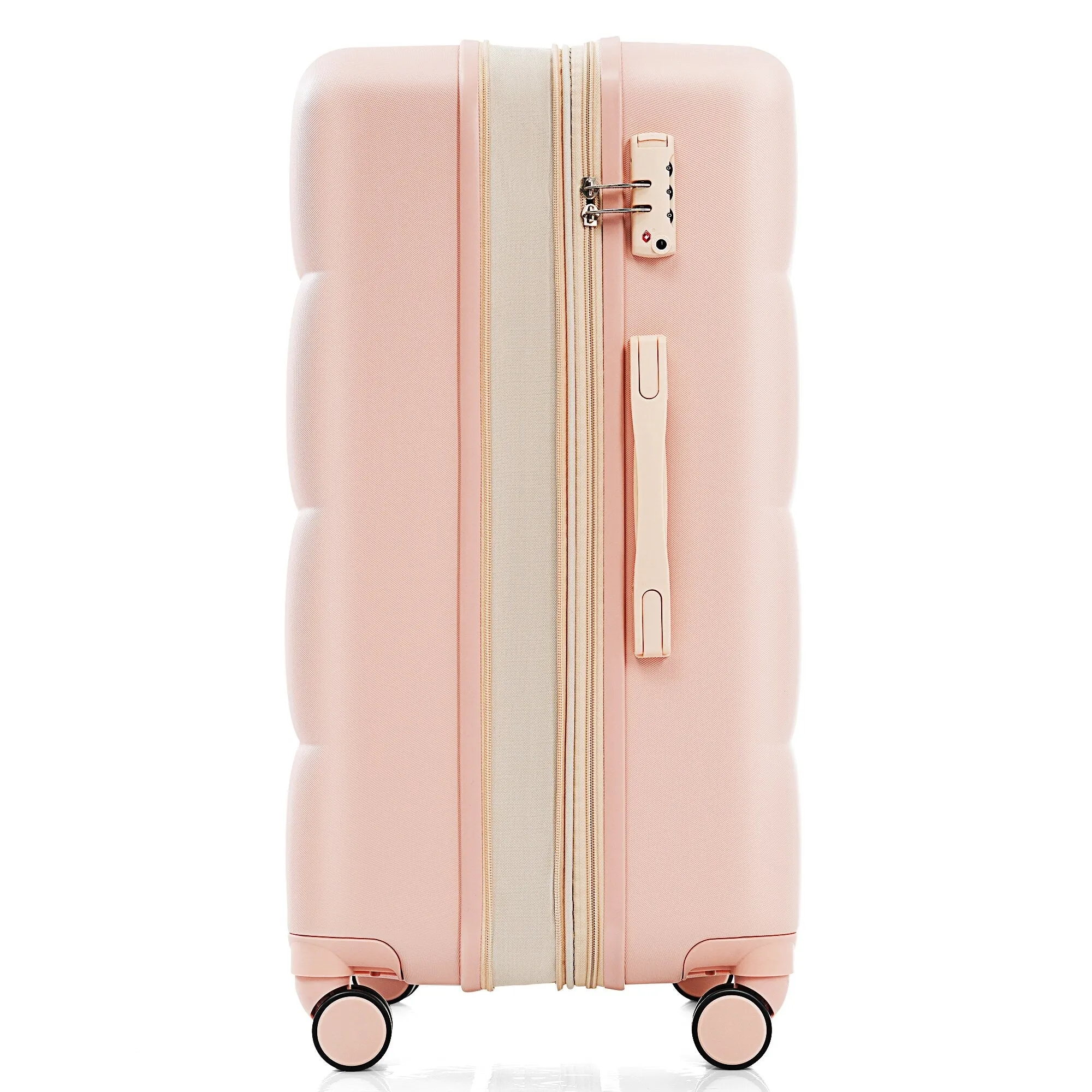 4 Piece Luggage Sets with Travel Bag and Cup Holder, 20-inch Expandable Suitcase with USB Port and 360-degree Wheels