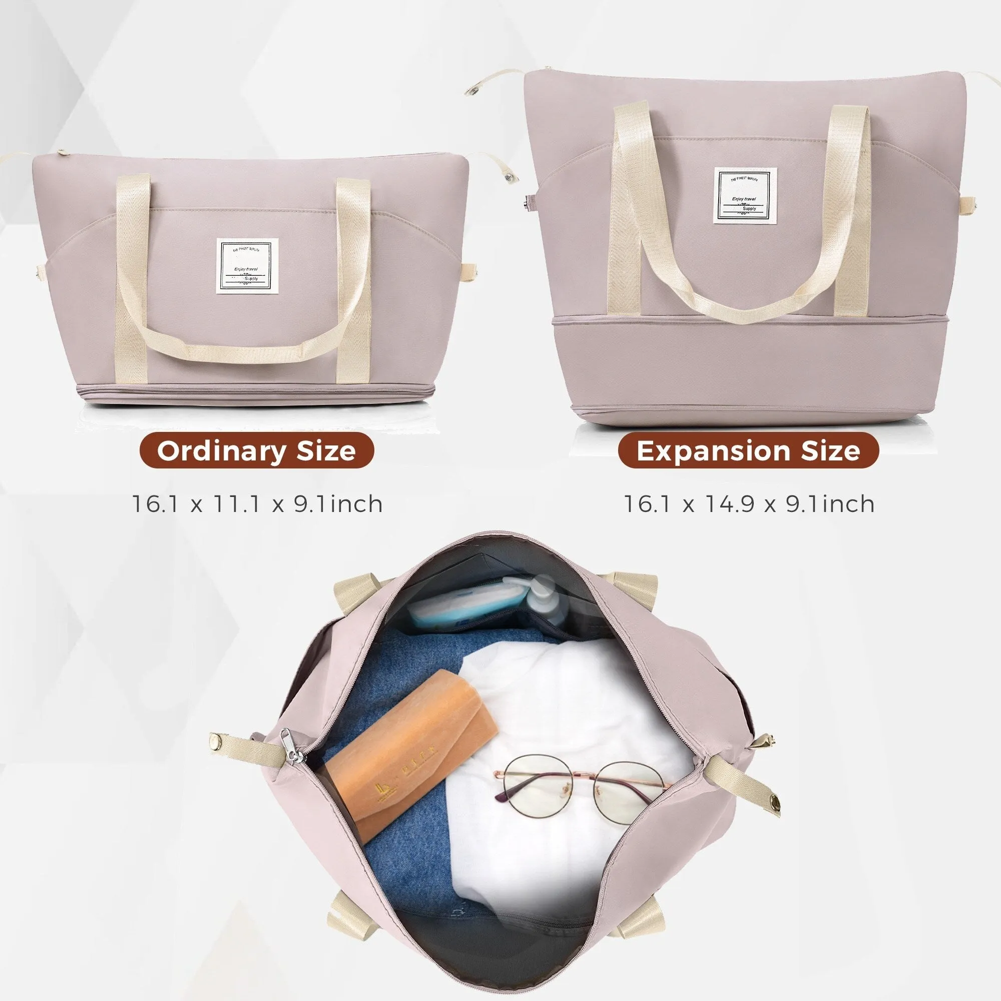 4 Piece Luggage Sets with Travel Bag and Cup Holder, 20-inch Expandable Suitcase with USB Port and 360-degree Wheels