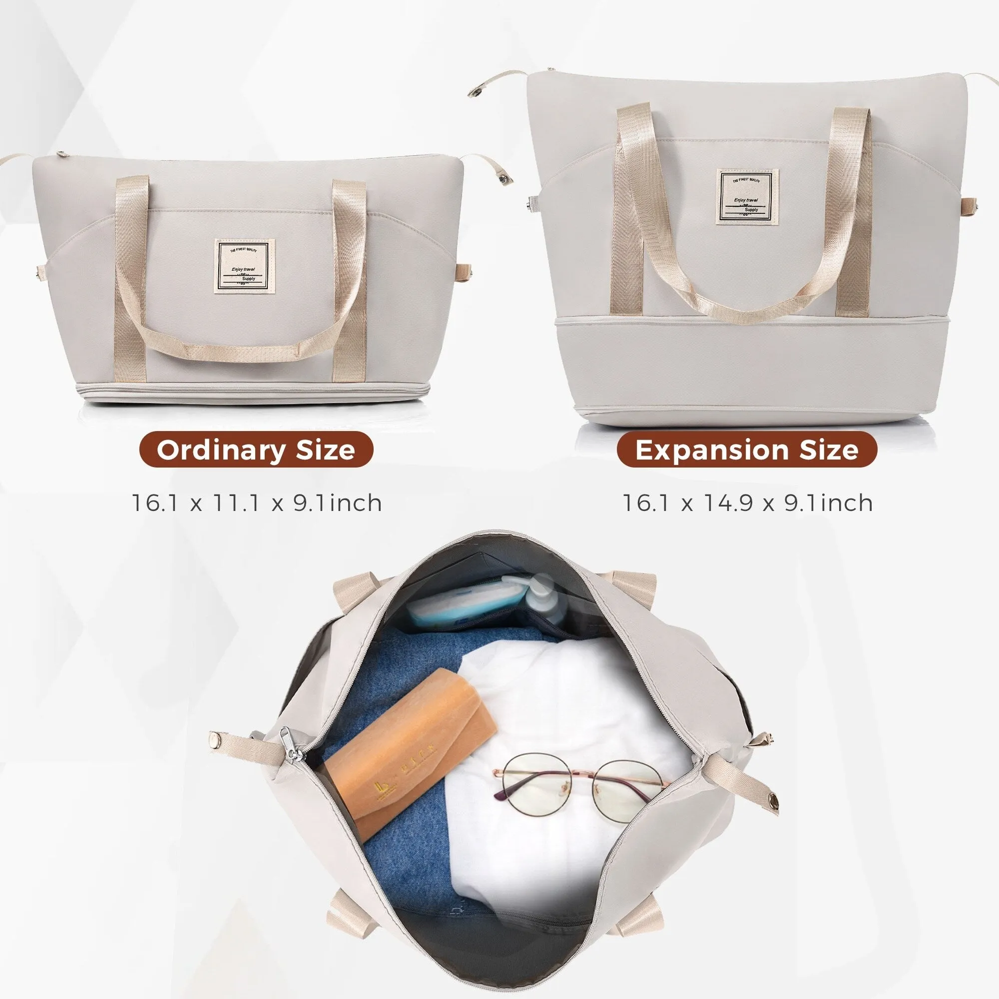 4 Piece Luggage Sets with Travel Bag and Cup Holder, 20-inch Expandable Suitcase with USB Port and 360-degree Wheels