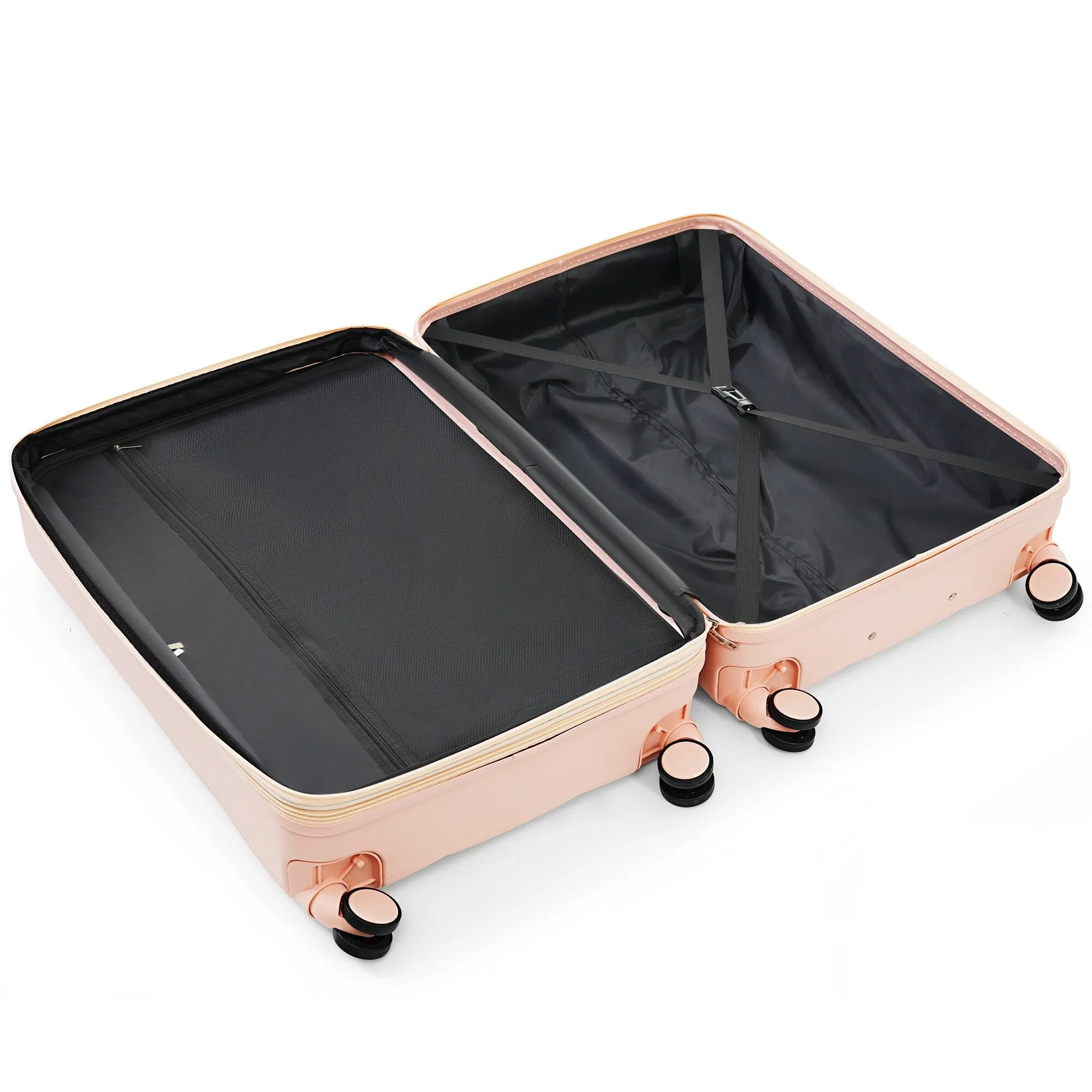 4 Piece Luggage Sets with Travel Bag and Cup Holder, 20-inch Expandable Suitcase with USB Port and 360-degree Wheels
