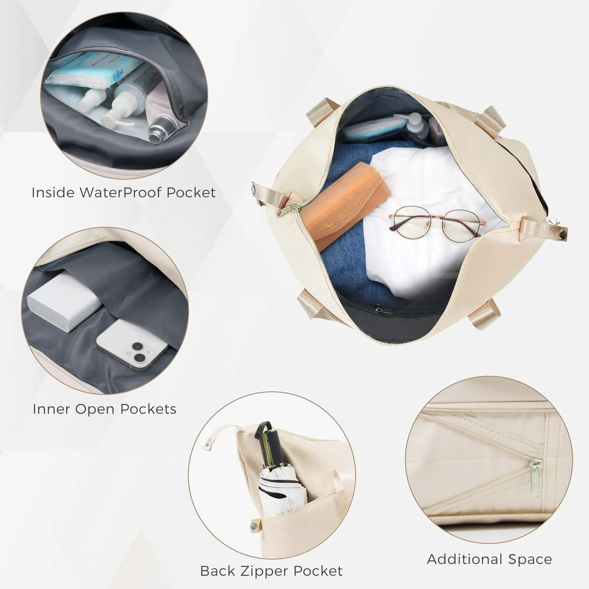 4 Piece Luggage Sets with Travel Bag and Cup Holder, 20-inch Expandable Suitcase with USB Port and 360-degree Wheels