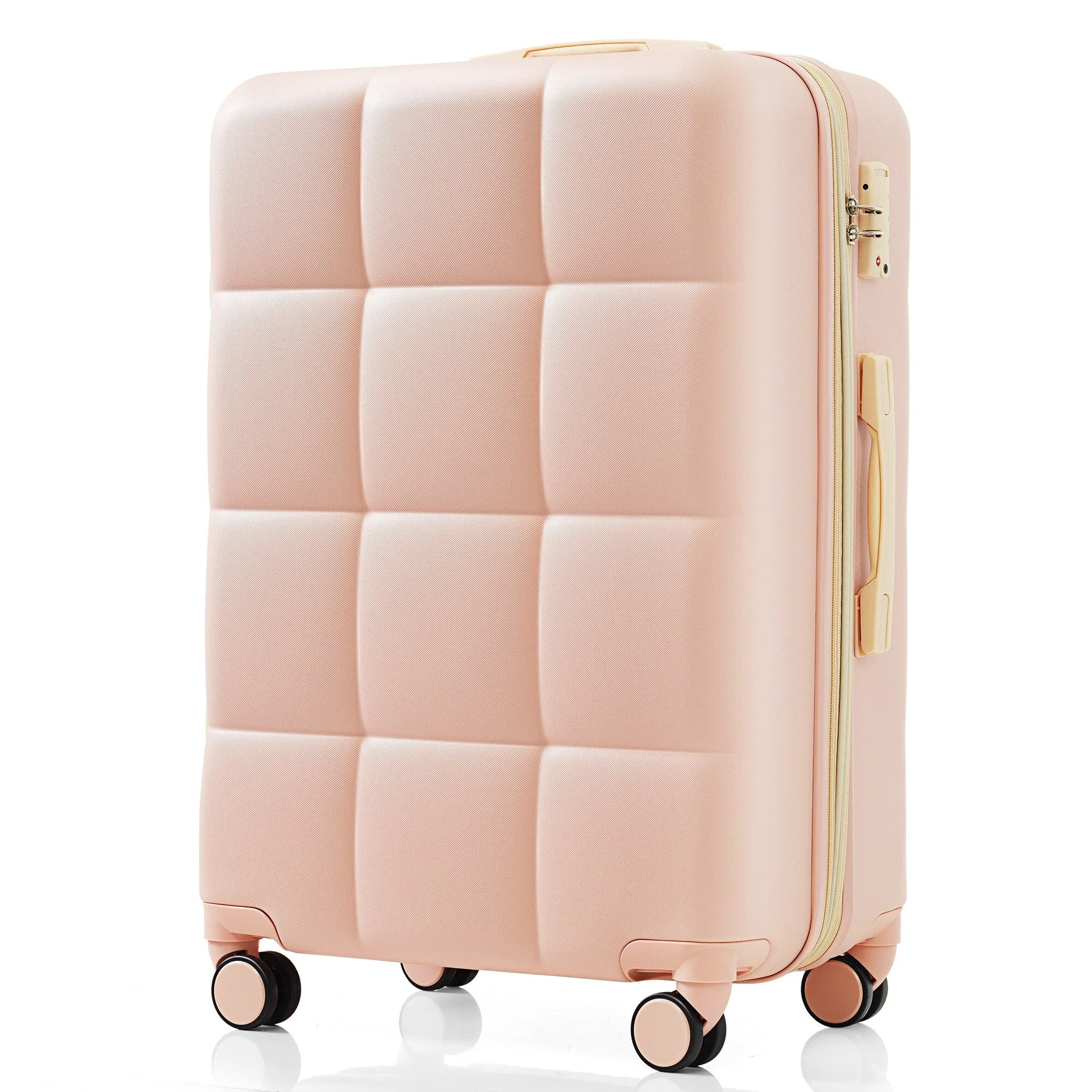 4 Piece Luggage Sets with Travel Bag and Cup Holder, 20-inch Expandable Suitcase with USB Port and 360-degree Wheels
