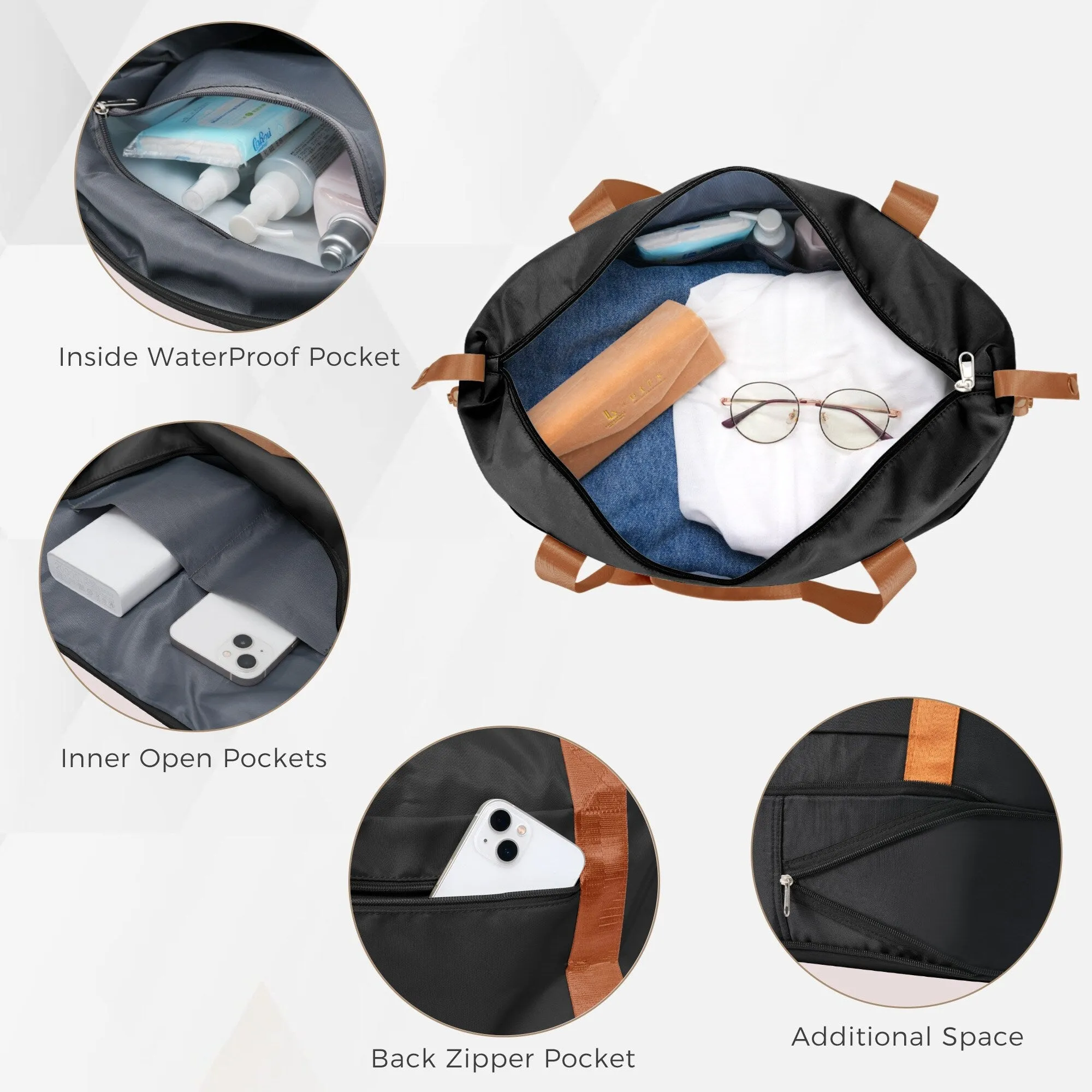 4 Piece Luggage Sets with Travel Bag and Cup Holder, 20-inch Expandable Suitcase with USB Port and 360-degree Wheels