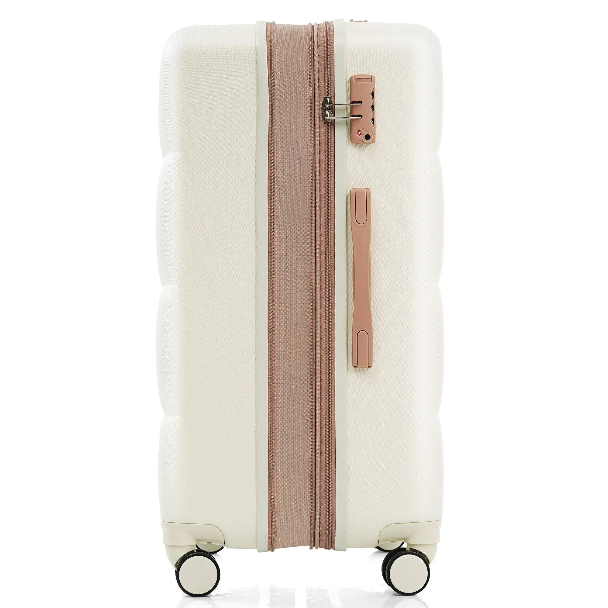 4 Piece Luggage Sets with Travel Bag and Cup Holder, 20-inch Expandable Suitcase with USB Port and 360-degree Wheels