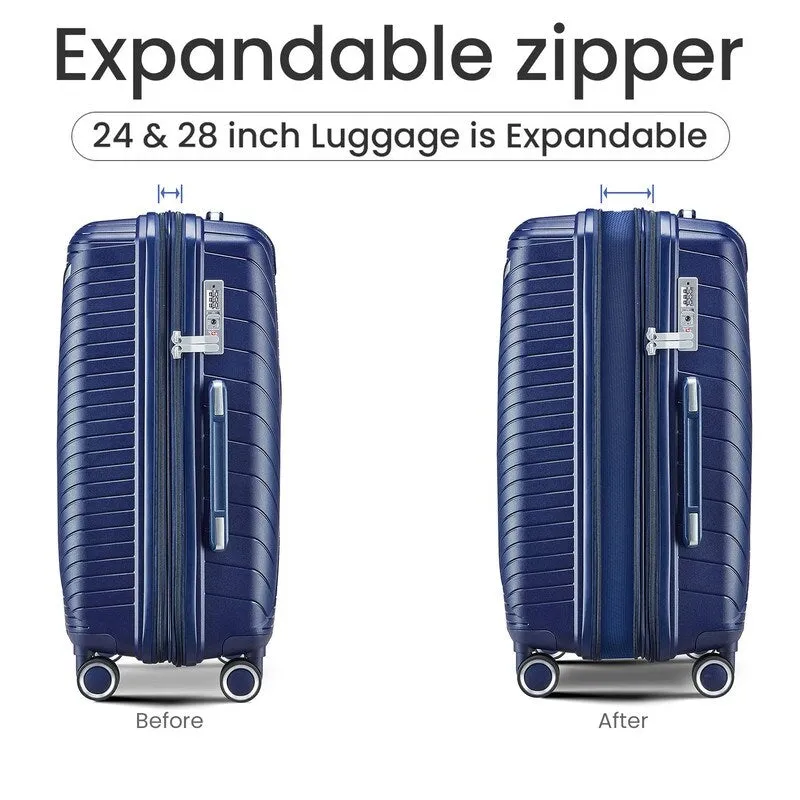 4-Piece(14/20/24/28) PP Lightweight & Durable Expandable Suitcase Luggage Sets with TSA Lock