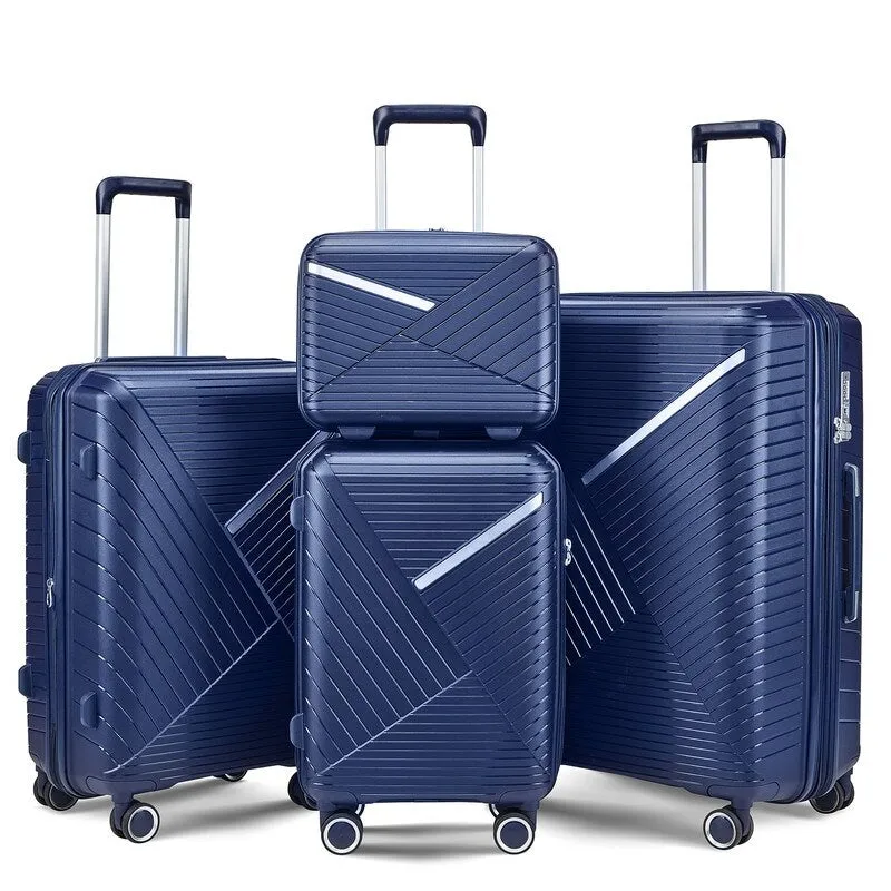 4-Piece(14/20/24/28) PP Lightweight & Durable Expandable Suitcase Luggage Sets with TSA Lock