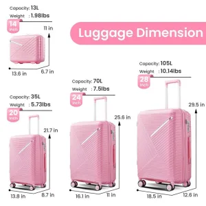 4-Piece(14/20/24/28) PP Lightweight & Durable Expandable Suitcase Luggage Sets with TSA Lock