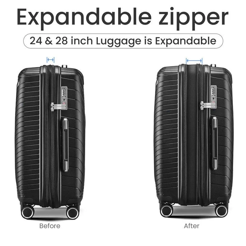 4-Piece(14/20/24/28) PP Lightweight & Durable Expandable Suitcase Luggage Sets with TSA Lock
