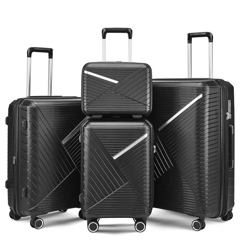 4-Piece(14/20/24/28) PP Lightweight & Durable Expandable Suitcase Luggage Sets with TSA Lock
