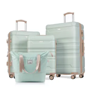 4Pcs Expandable ABS Durable Suitcase Luggage Sets with 360°Spinner Wheels and Travel Bag
