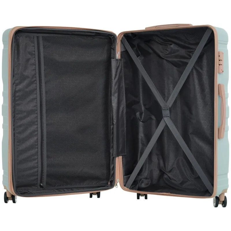 4Pcs Expandable ABS Durable Suitcase Luggage Sets with 360°Spinner Wheels and Travel Bag