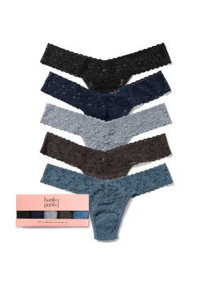 5 Pack Low Rise Thongs Dark Neutrals