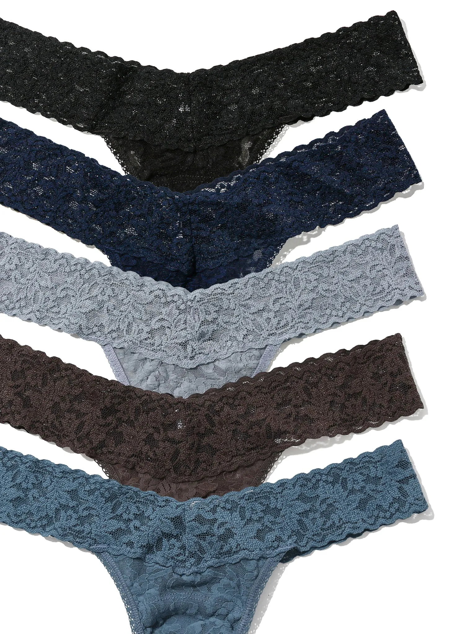 5 Pack Low Rise Thongs Dark Neutrals