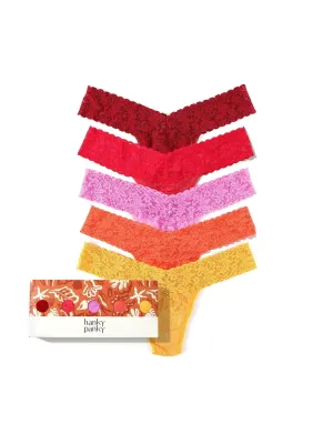 5 Pack Signature Lace® Low Rise Thongs In Sea Finds Box