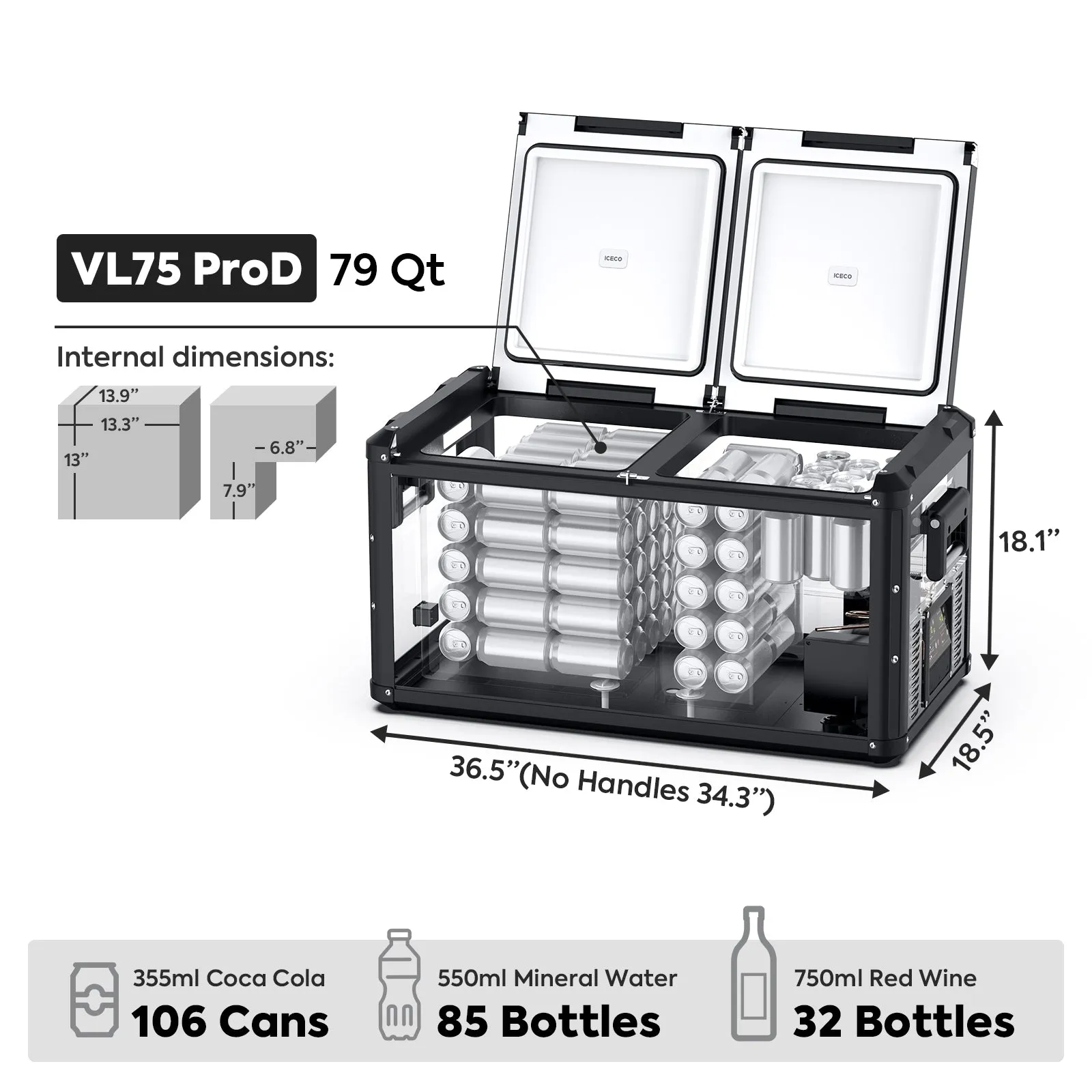 79.2QT VL75ProD 12V Heavy Duty Freezer with BC75 Beach Chair| ICECO