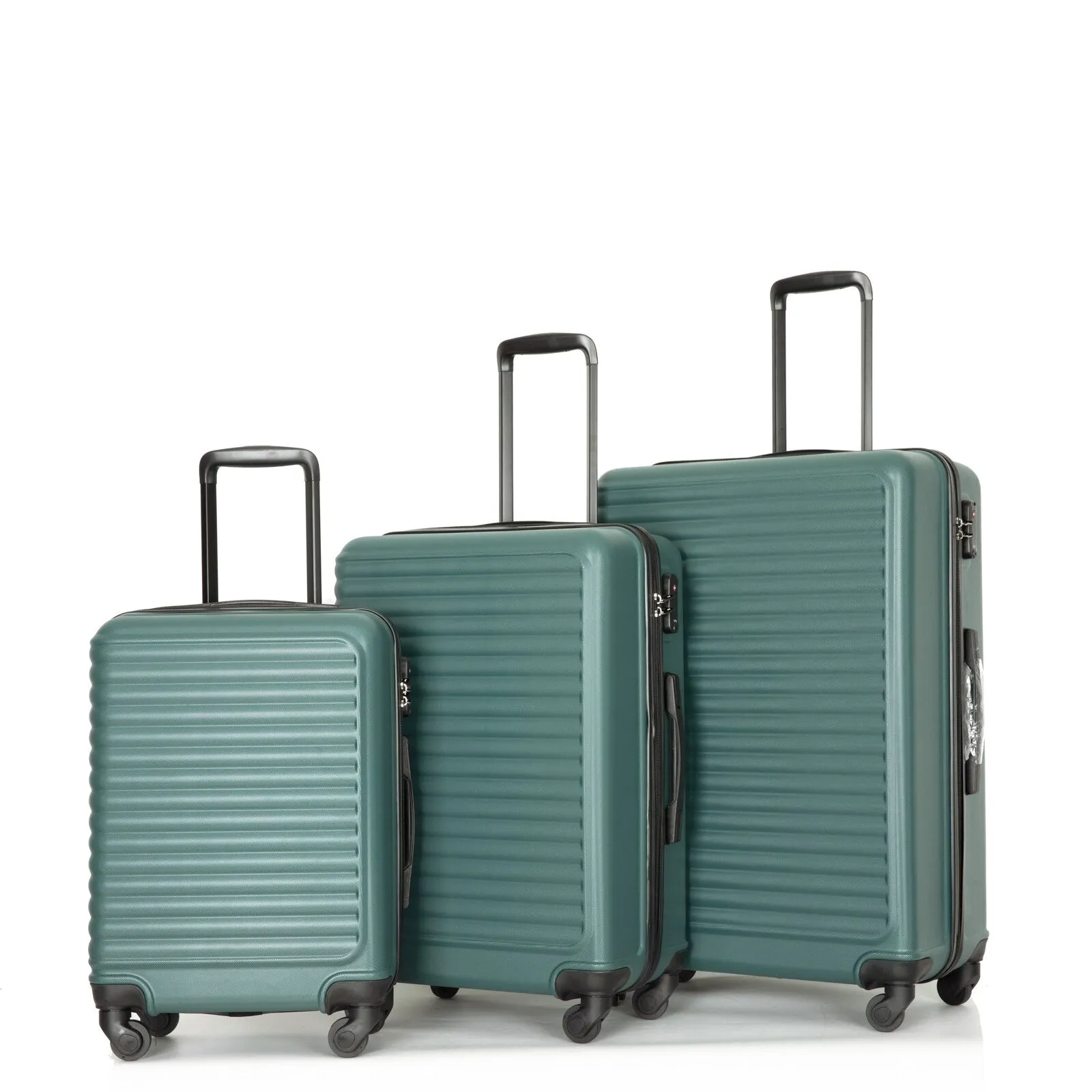 ABS 3 Piece Luggage Sets with TSA Lock and 2 Hooks, (20/24/28) Lightweight Suitcase with Spinner Wheels and Adjustable Pull Rod