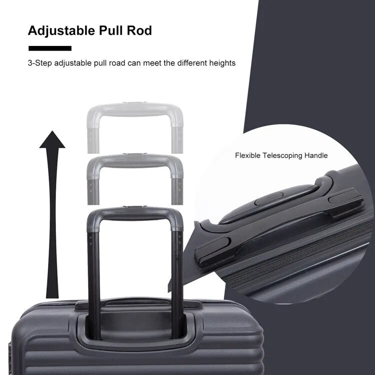 ABS 3 Piece Luggage Sets with TSA Lock and 2 Hooks, (20/24/28) Lightweight Suitcase with Spinner Wheels and Adjustable Pull Rod
