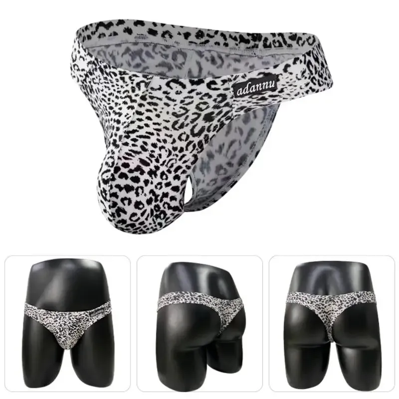 Adannu Men's Leopard Thongs Moisture-Wicking Cotton Seamless AD745