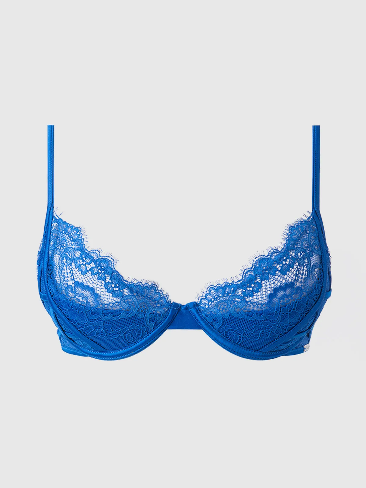 Adelaide Satin & Lace Push Up Demi Bra
