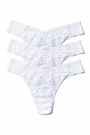 Ballerina 3-Pack Lace Thongs in White