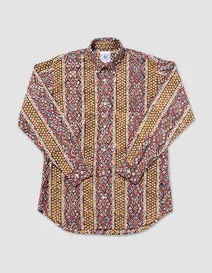 BROWN/GOLD BATIK PRINT SHIRT