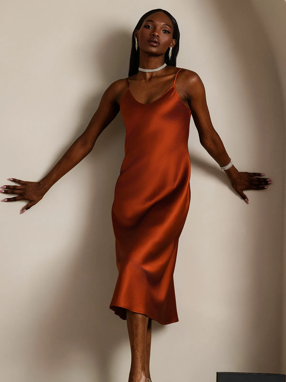 Classic Spaghetti Strap Long Silk Nightgown