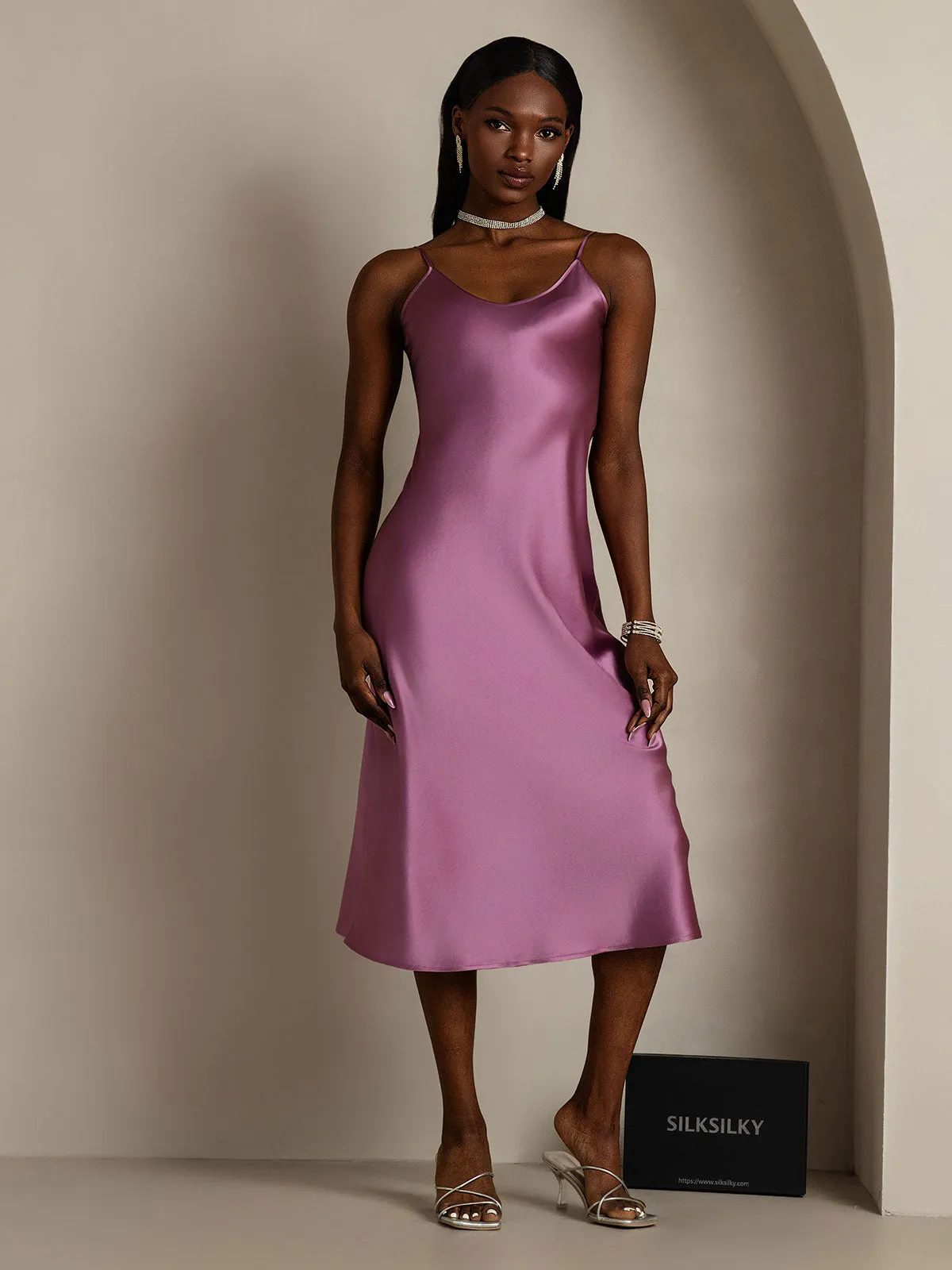 Classic Spaghetti Strap Long Silk Nightgown