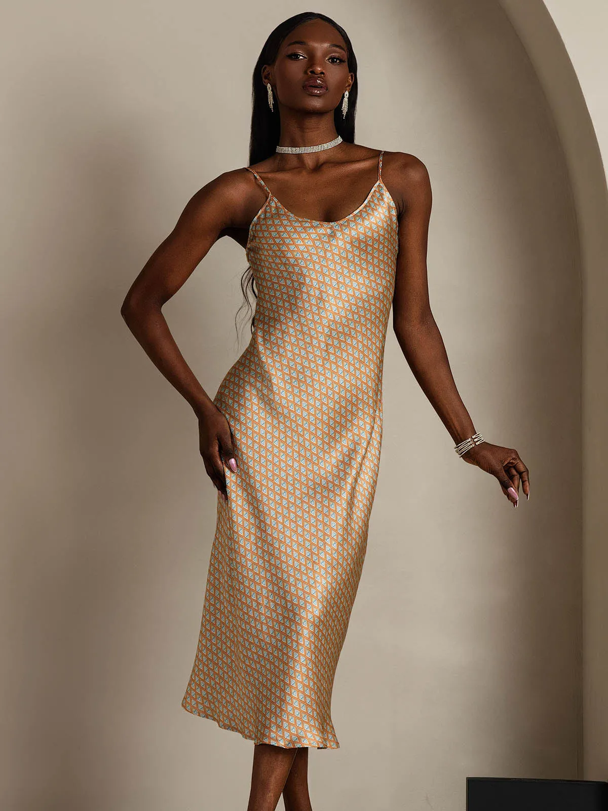 Classic Spaghetti Strap Long Silk Nightgown