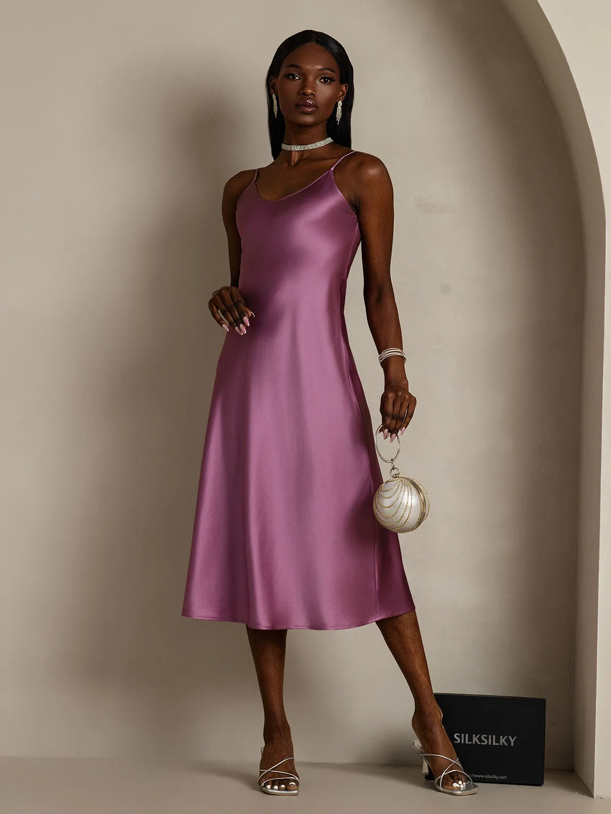 Classic Spaghetti Strap Long Silk Nightgown