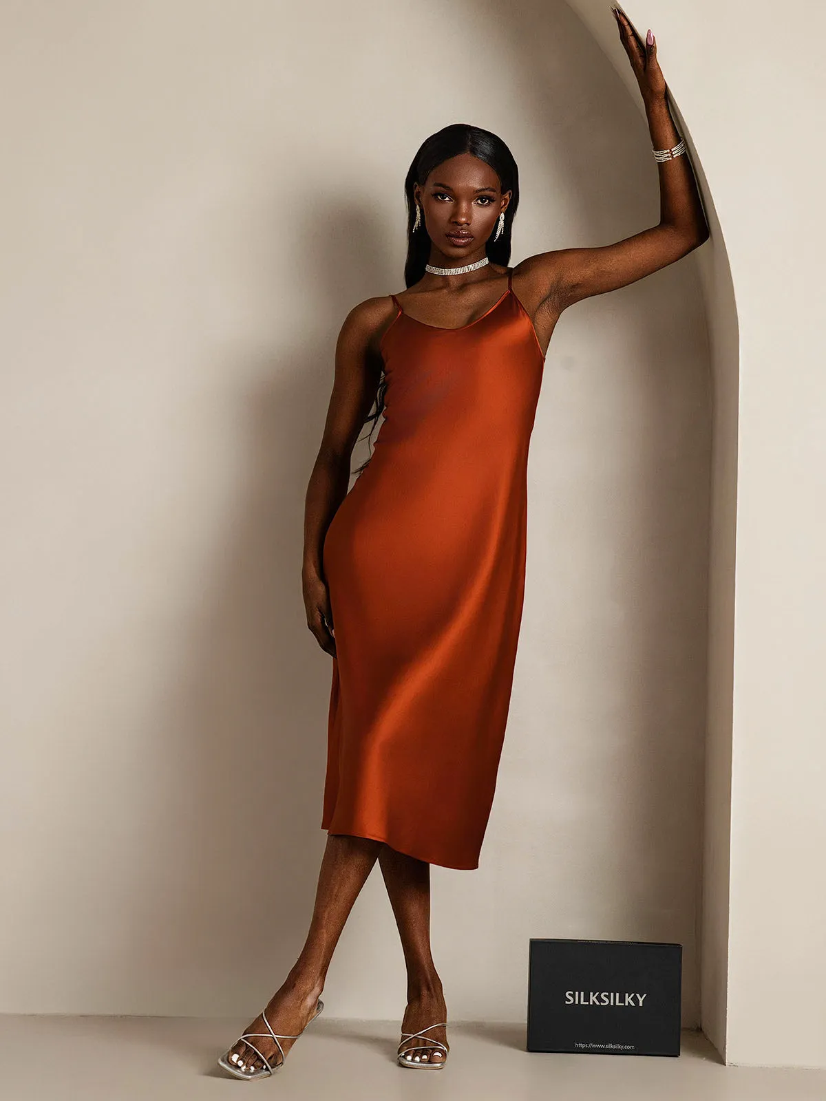 Classic Spaghetti Strap Long Silk Nightgown