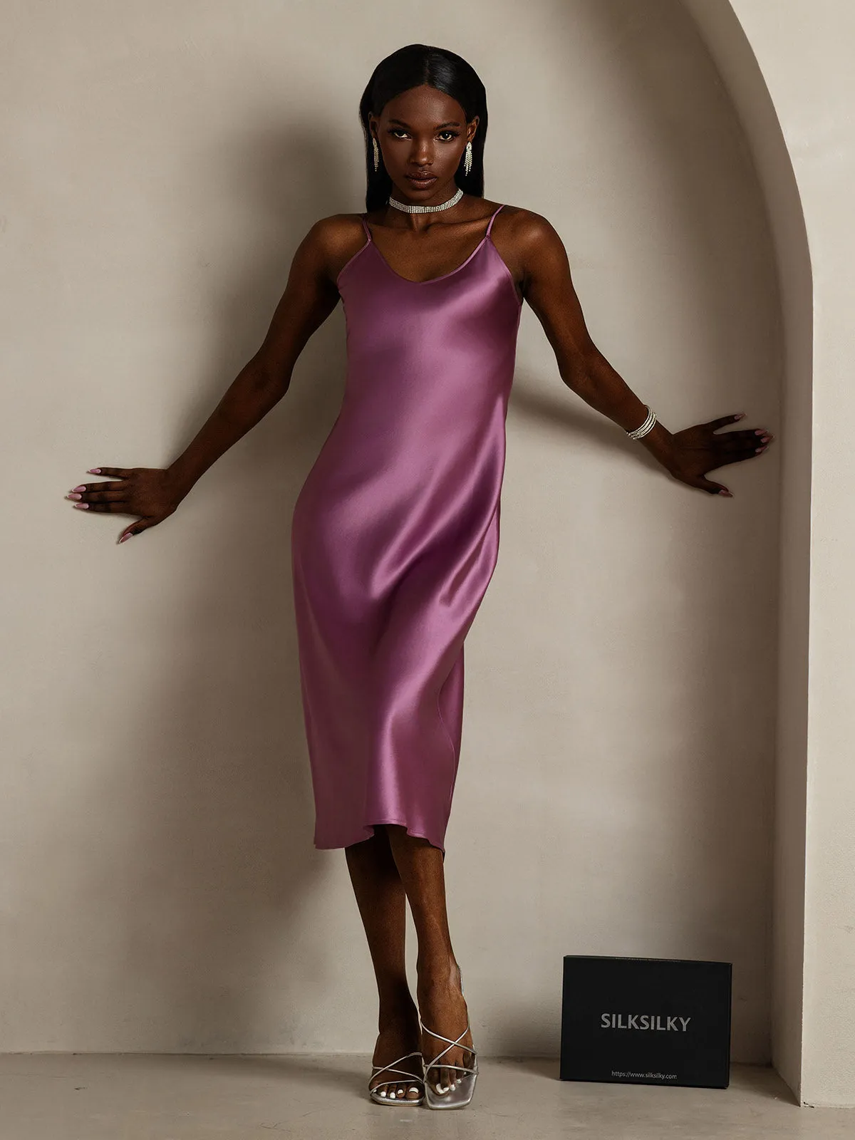 Classic Spaghetti Strap Long Silk Nightgown