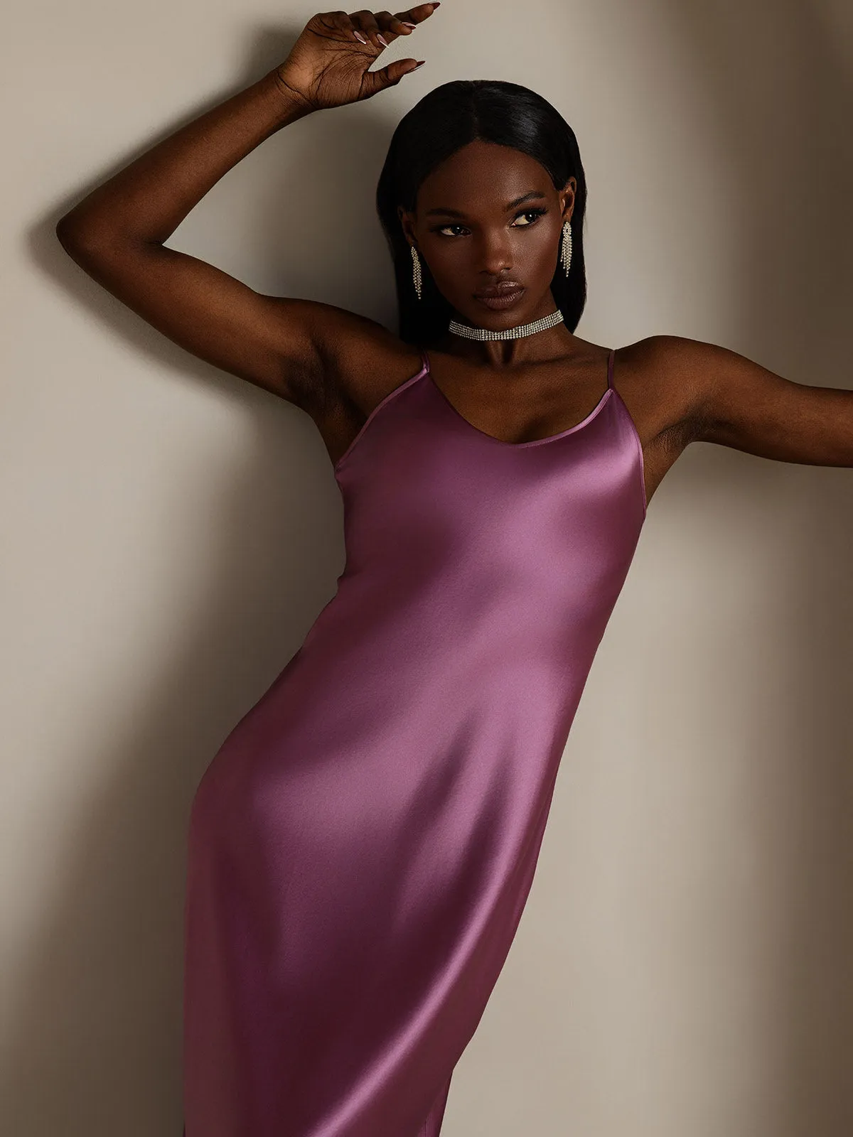 Classic Spaghetti Strap Long Silk Nightgown
