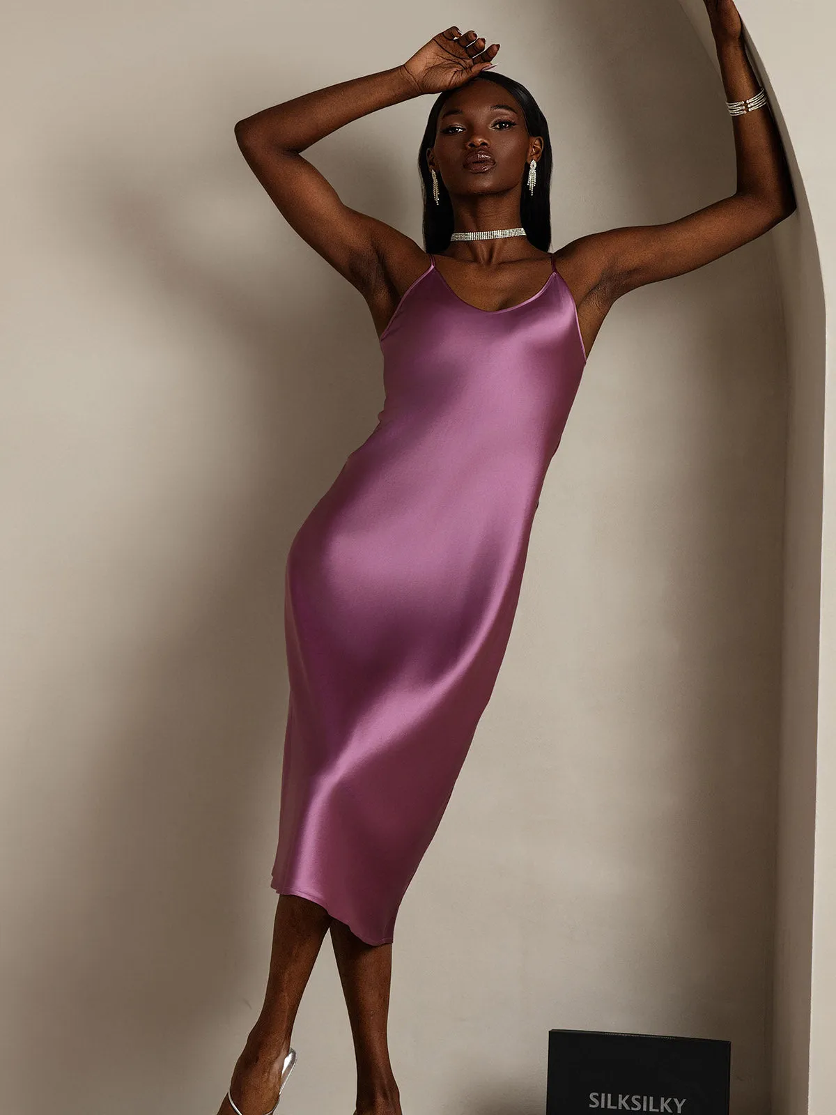 Classic Spaghetti Strap Long Silk Nightgown