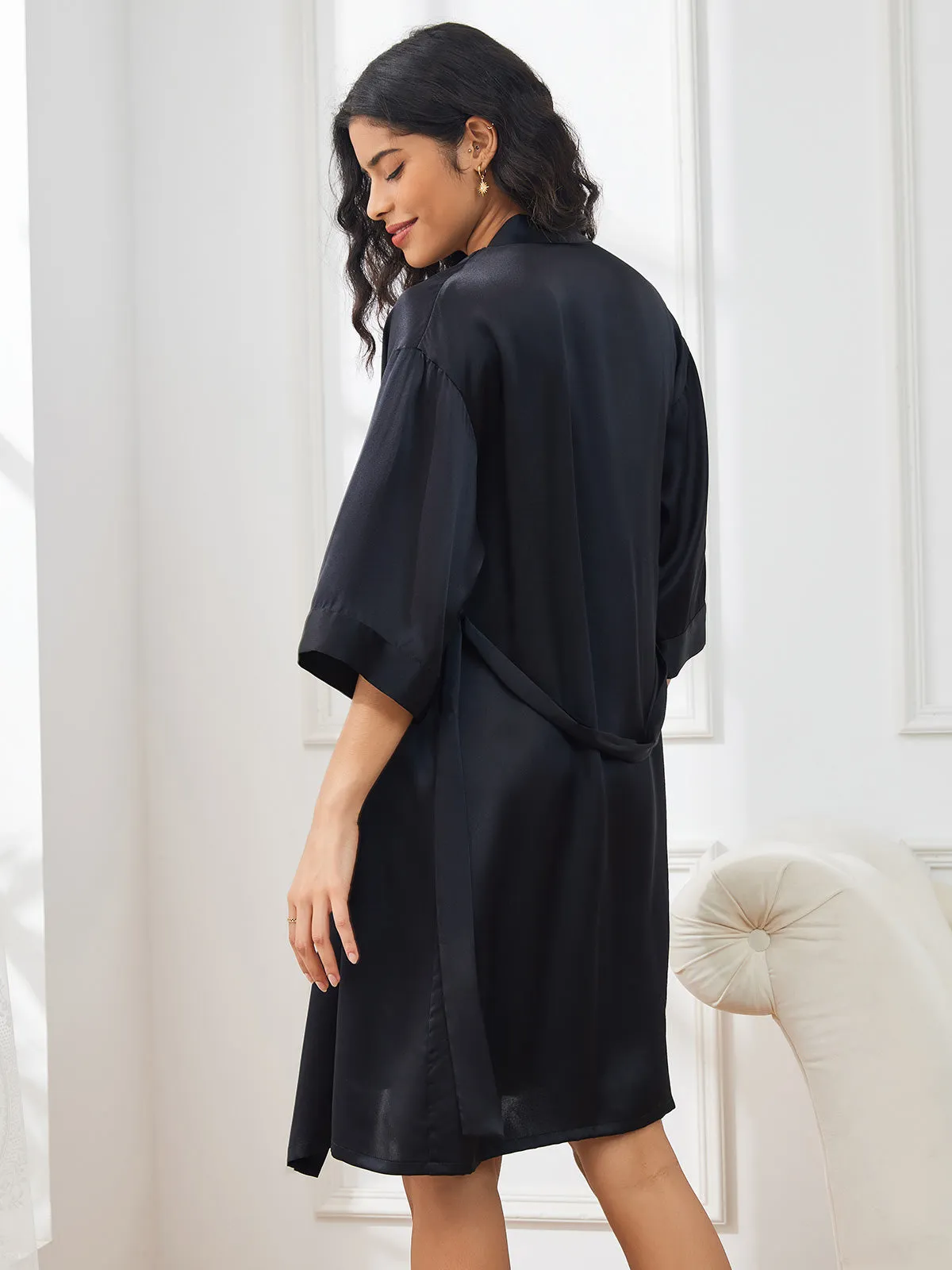 Clearance(US Warehouse) -Pure Silk Classic Spaghetti Strap Slip Nightgown&Robe Set 2Pcs