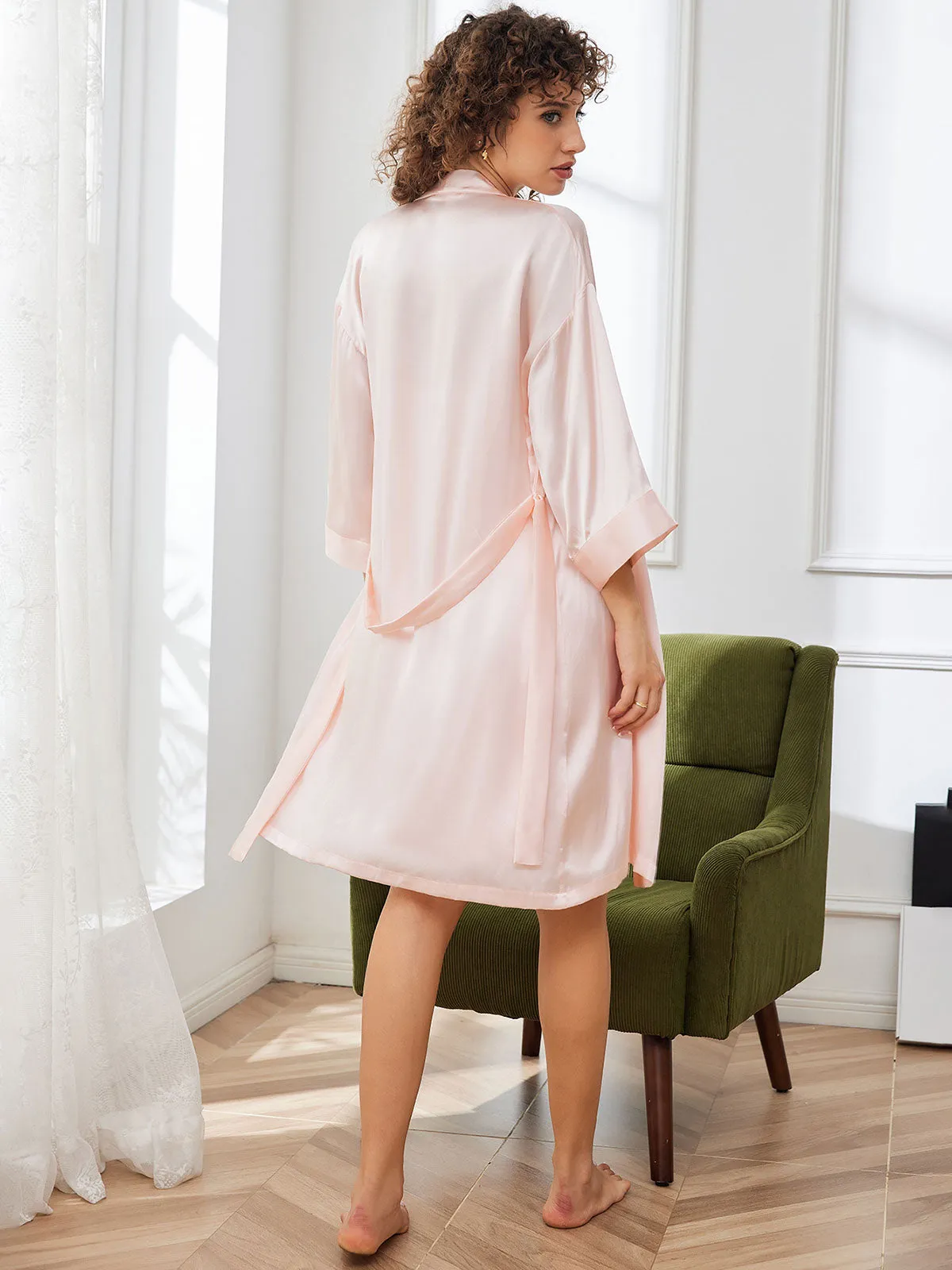Clearance(US Warehouse) -Pure Silk Classic Spaghetti Strap Slip Nightgown&Robe Set 2Pcs